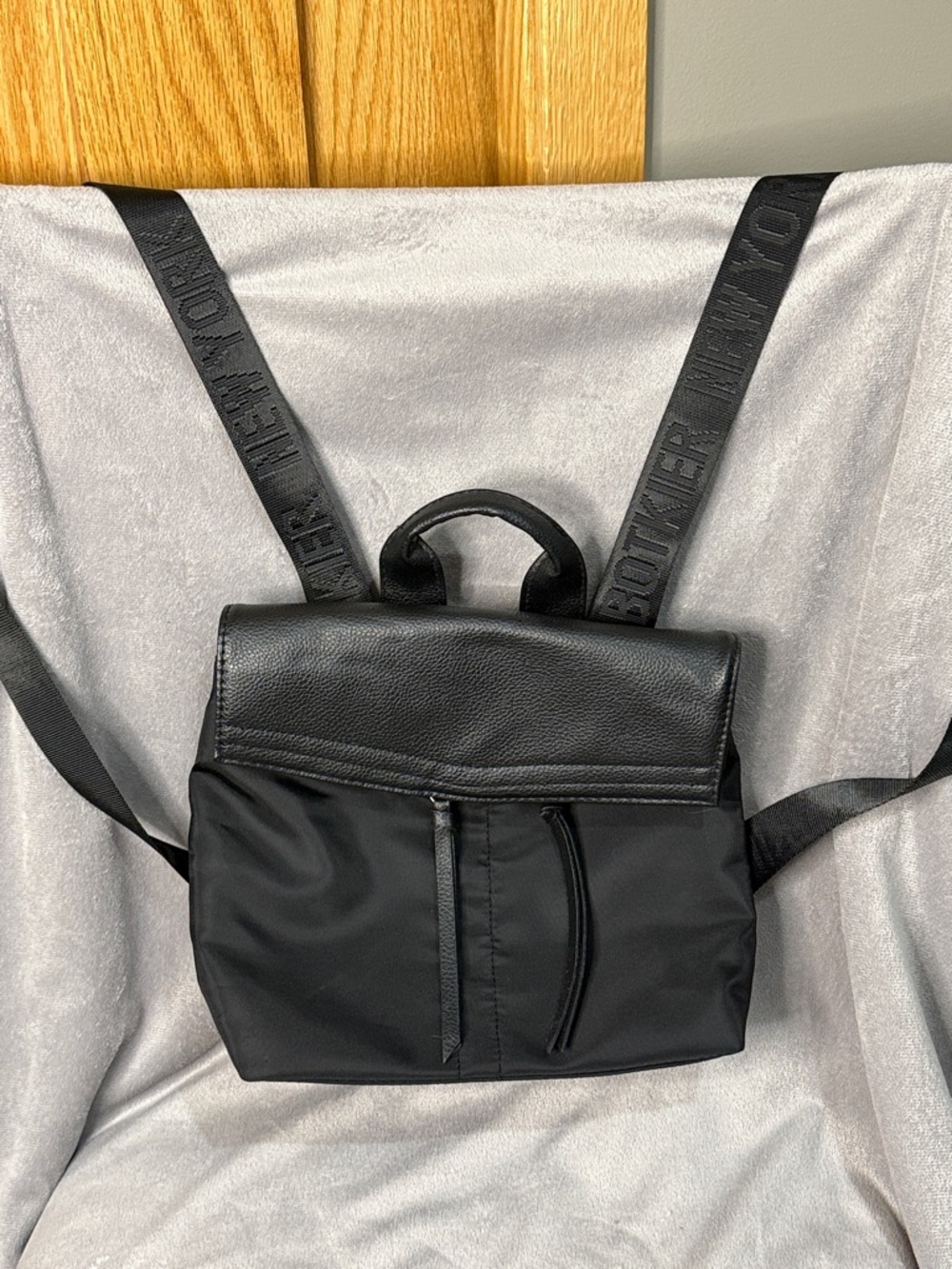 Botkier Black Nylon and Leather-Trim Mini Backpack